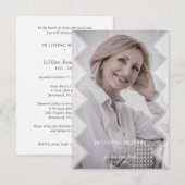 Classic Lace Photo Funeral Service Loved Ones Notitiekaartje (Voorkant / Achterkant)