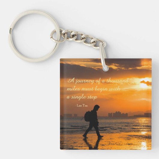 Classic Lao Tzu Journey Quote Sleutelhanger (Voorkant)