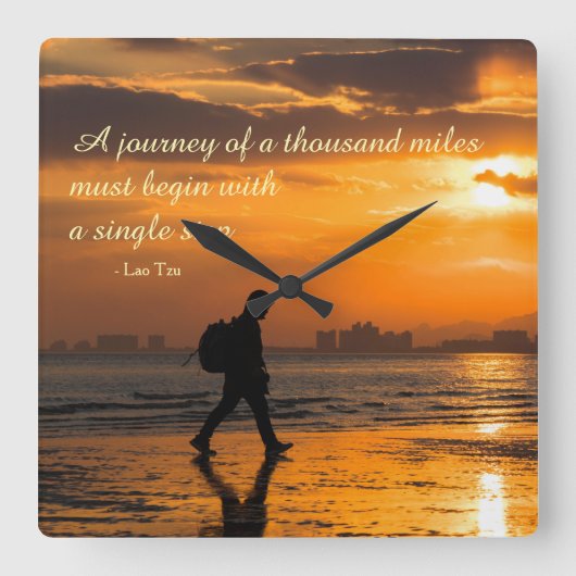 Classic Lao Tzu Journey Quote Vierkante Klok (Voorkant)