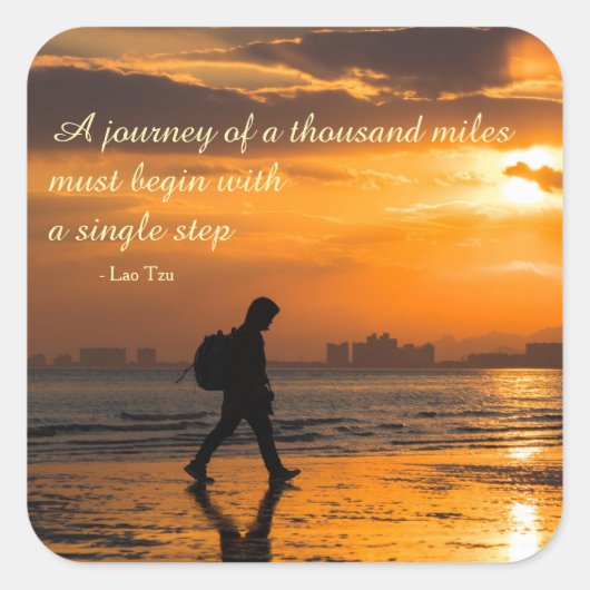 Classic Lao Tzu Journey Quote Vierkante Sticker (Voorkant)
