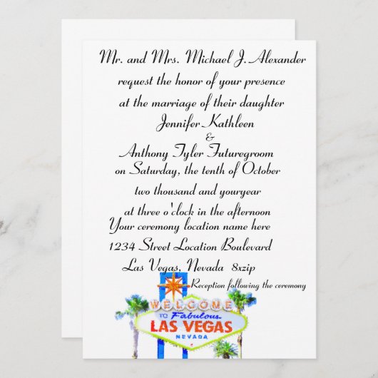 Classic Las Vegas Wedding Kaart (Voorkant / Achterkant)