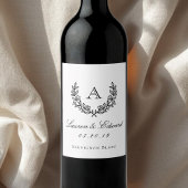 Classic Laurel Monogram Wedding Wine Bottle Labels Wijn Etiket
