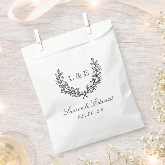 Classic Laurel Wedding Initiaal Monogram Bedankzakje (Geknipt)