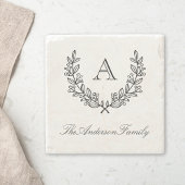 Classic Laurel WreatFamily Name Monogram Stenen Onderzetter