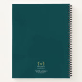 Classic Laurel Wreath Blauwgroen Goud Monogram Notitieboek (Achterkant)