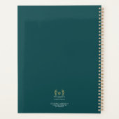 Classic Laurel Wreath Blauwgroen Goud Monogram Planner (Achterkant)