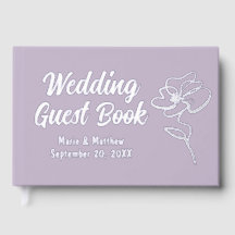 Classic Lavendel Floral Sketch Folie Guestbook