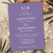 Classic Lavendel Monogram Initialen Bruiloft Kaart