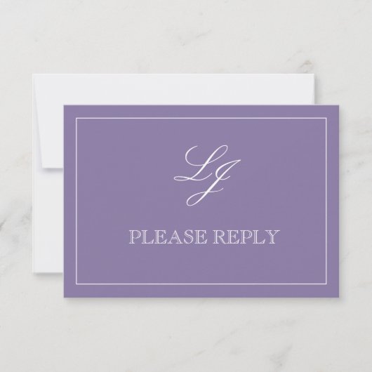 Classic Lavender Calligraphy Monogram Weddenschap RSVP Kaartje (Voorkant)