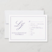 Classic Lavender Calligraphy Monogram Weddenschap RSVP Kaartje (Achterkant)