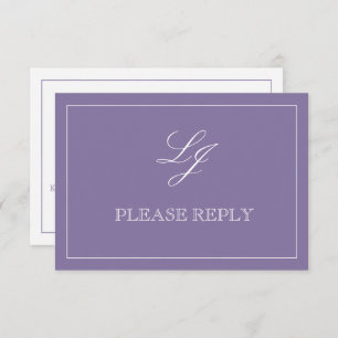 Classic Lavender Calligraphy Monogram Weddenschap RSVP Kaartje