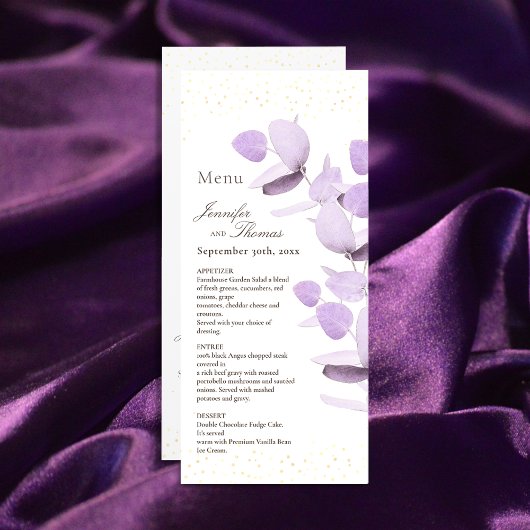 Classic Lavender Eucalyptus Glitter Weddenschap Me Menu