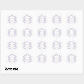 Classic Lavender Floral Crest Monograms Ronde Sticker (Vel)