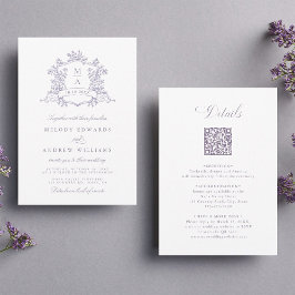 Classic Lavender Floral Crest Wedding All in One Kaart