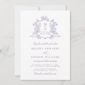 Classic Lavender Floral Crest Wedding All in One Kaart (Voorkant)