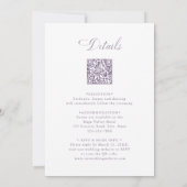 Classic Lavender Floral Crest Wedding All in One Kaart (Achterkant)