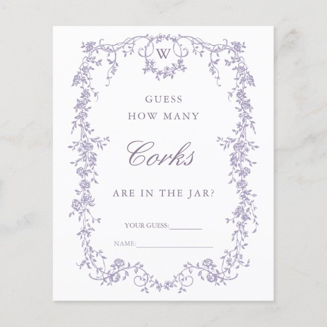 Classic Lavender 'Guess How Many' Bridal Game (Voorkant)