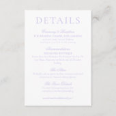 Classic Lavender Minimalist Wedding Details Informatiekaartje (Voorkant)