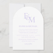 Classic Lavender Monogram Minimalist Wedding Kaart (Voorkant)