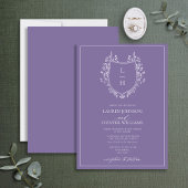 Classic Lavender Wildflower Monogram Crest Weddens Kaart