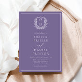Classic Lavender Wildflower Monogram Crest Weddens Kaart