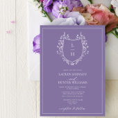 Classic Lavender Wildflower Monogram Crest Weddens Kaart