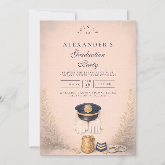 Classic Law Enforcement Graduation Ceremony Kaart (Voorkant)