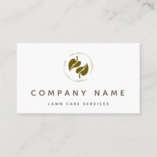 Classic Lawn Care Services Leaf Logo Minimalistisc Visitekaartje (Voorkant)
