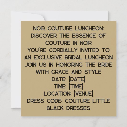 Classic LBD Kaart: tijdloze elegantie in elke noot Kaart (Achterkant)