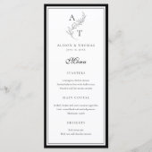 Classic Leaf Monogram Bruiloft Flat Menu Kaart (Voorkant)