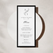 Classic Leaf Monogram Bruiloft Flat Menu Kaart