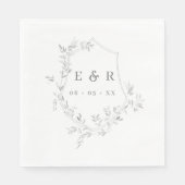 Classic Leafy Crest Wedding Monogram Servet (Voorkant)