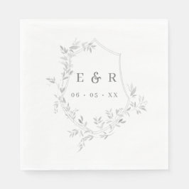 Classic Leafy Crest Wedding Monogram Servet