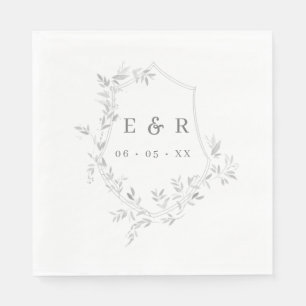 Classic Leafy Crest Wedding Monogram Servet