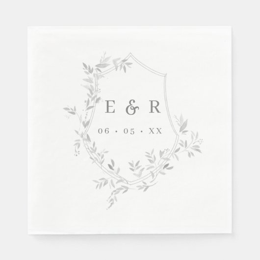Classic Leafy Crest Wedding Monogram Servet (Voorkant)
