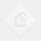 Classic Leafy Crest Wedding Monogram Servet (Hoek)