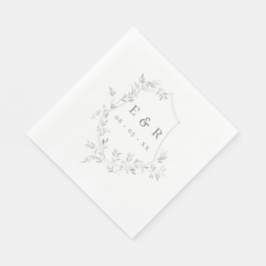 Classic Leafy Crest Wedding Monogram Servet (Hoek)