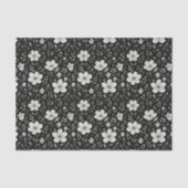 Classic Leaves Floral Art Pattern op grijs zwart Tissuepapier (Voorkant)