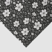 Classic Leaves Floral Art Pattern op grijs zwart Tissuepapier (Detail)