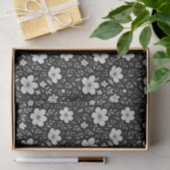 Classic Leaves Floral Art Pattern op grijs zwart Tissuepapier (Geschenk)