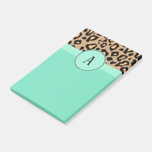 Classic leopard Monogramed Post It Notes (Schuin)