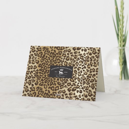 Classic leopard Print Custom Monogram Name Bedankkaart (Achterkant)