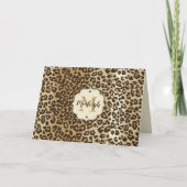 Classic leopard Print Custom Monogram Name Bedankkaart (Voorkant)