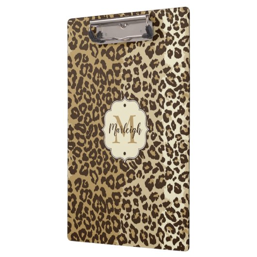 Classic leopard Print Custom Monogram Name Klembord (Links)