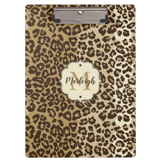 Classic leopard Print Custom Monogram Name Klembord (Voorkant)