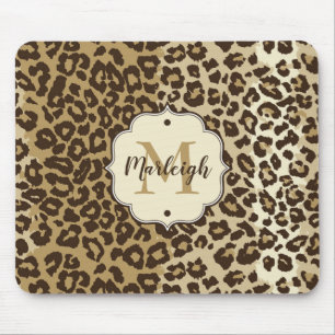 Classic leopard Print Custom Monogram Name Muismat