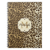 Classic leopard Print Custom Monogram Name Notitieboek (Voorkant)