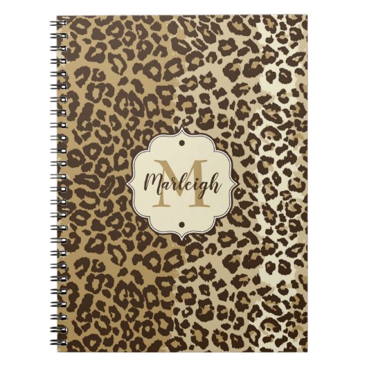 Classic leopard Print Custom Monogram Name Notitieboek (Voorkant)