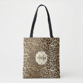 Classic leopard Print Custom Monogram Name Tote Bag (Voorkant)