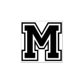 Classic Letter M Initiaal Rubberstempel (Afrduk)